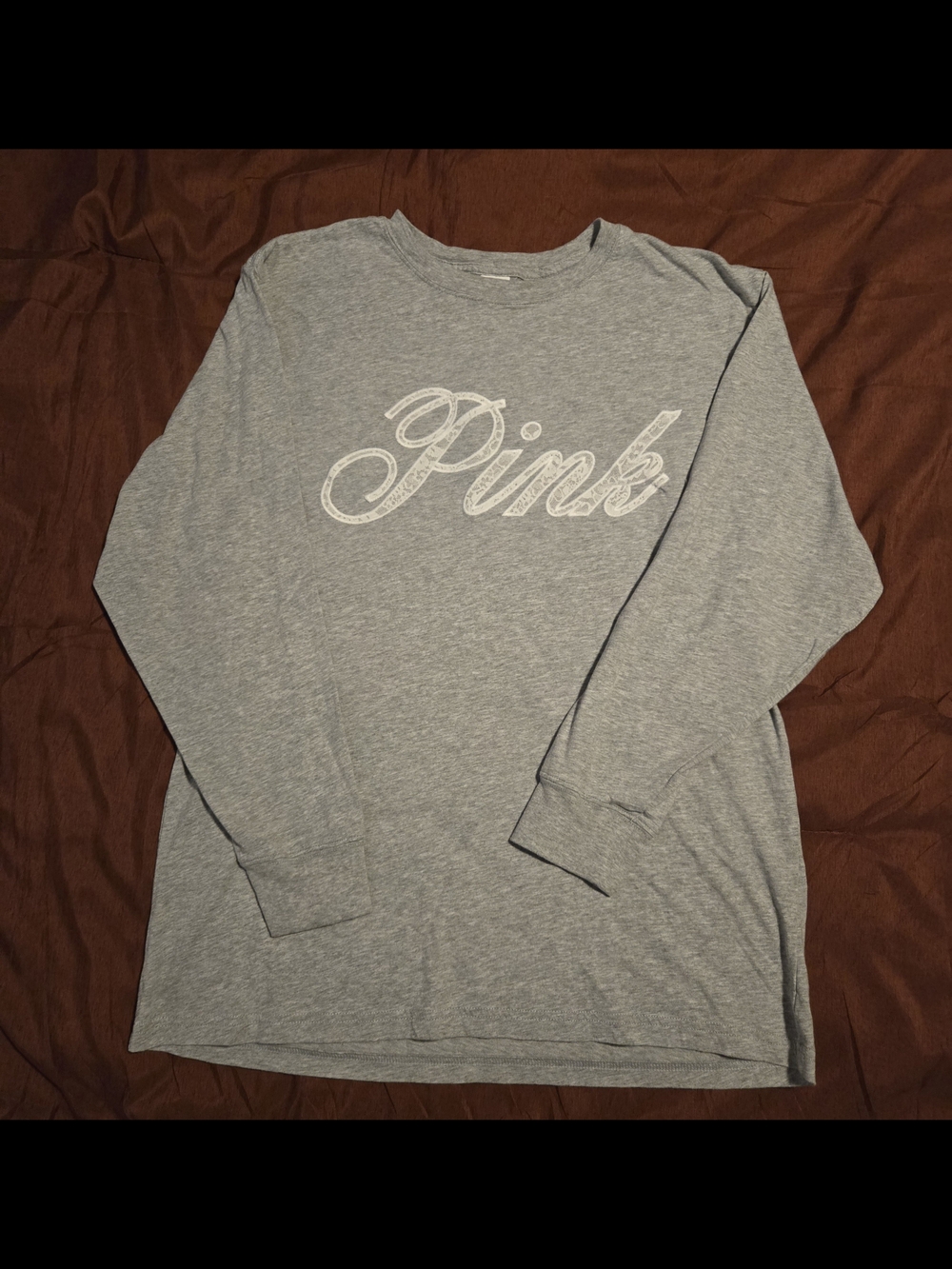 PINK Victoria's Secret Gray Logo Tee with Light Pink Flare Leggings - Picture 2 of 8